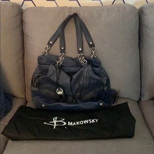 B Makowsky blue leather bag